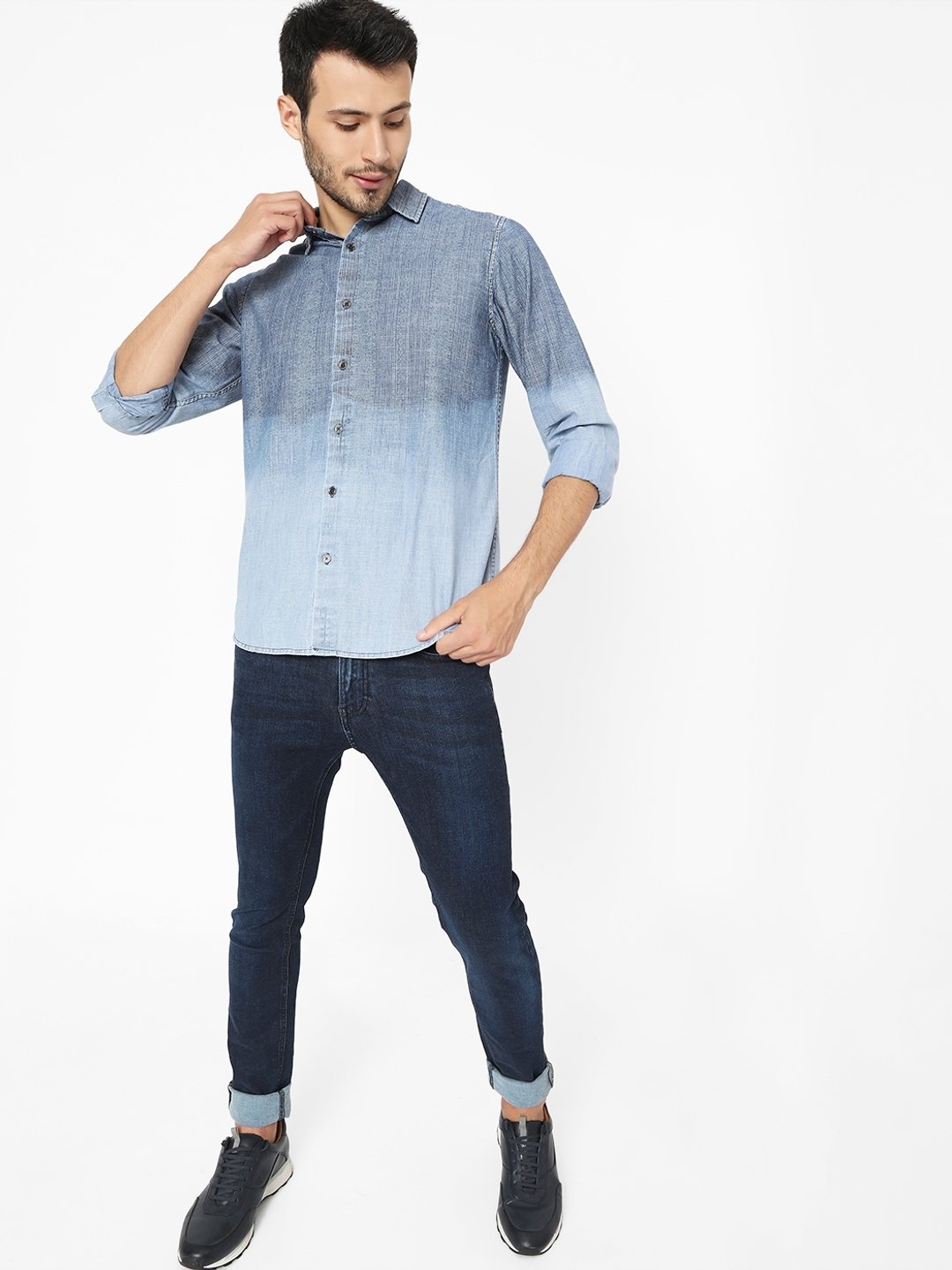 Ombre-Dyed Slim Fit Shirt