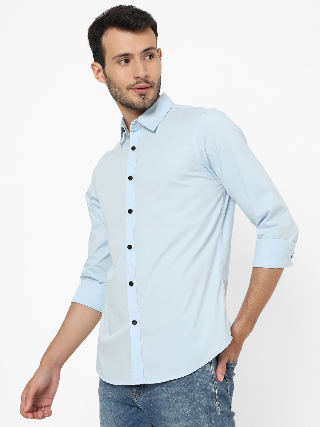 Slim Fit Shirt with Spread Collar