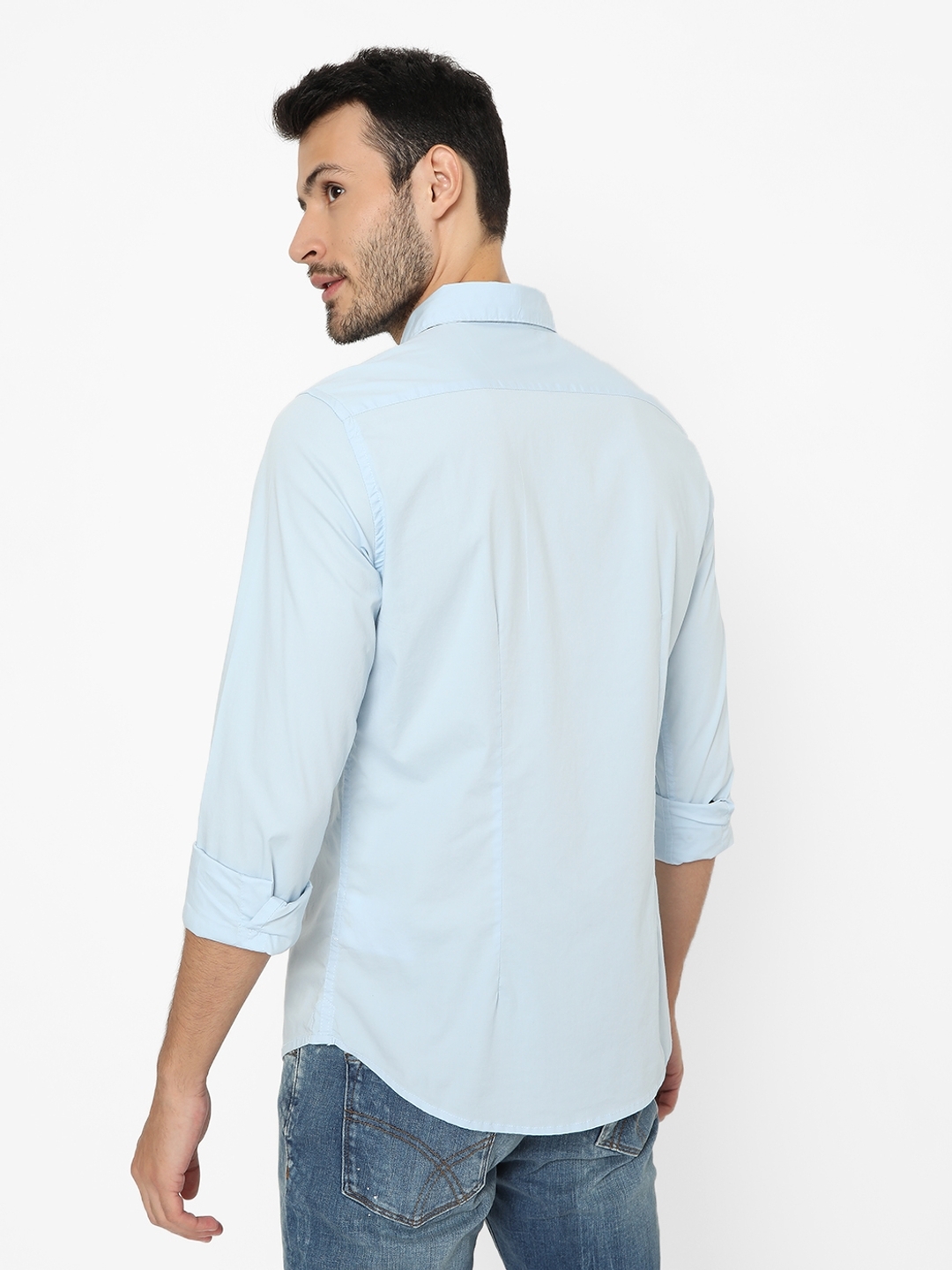 Slim Fit Shirt with Spread Collar