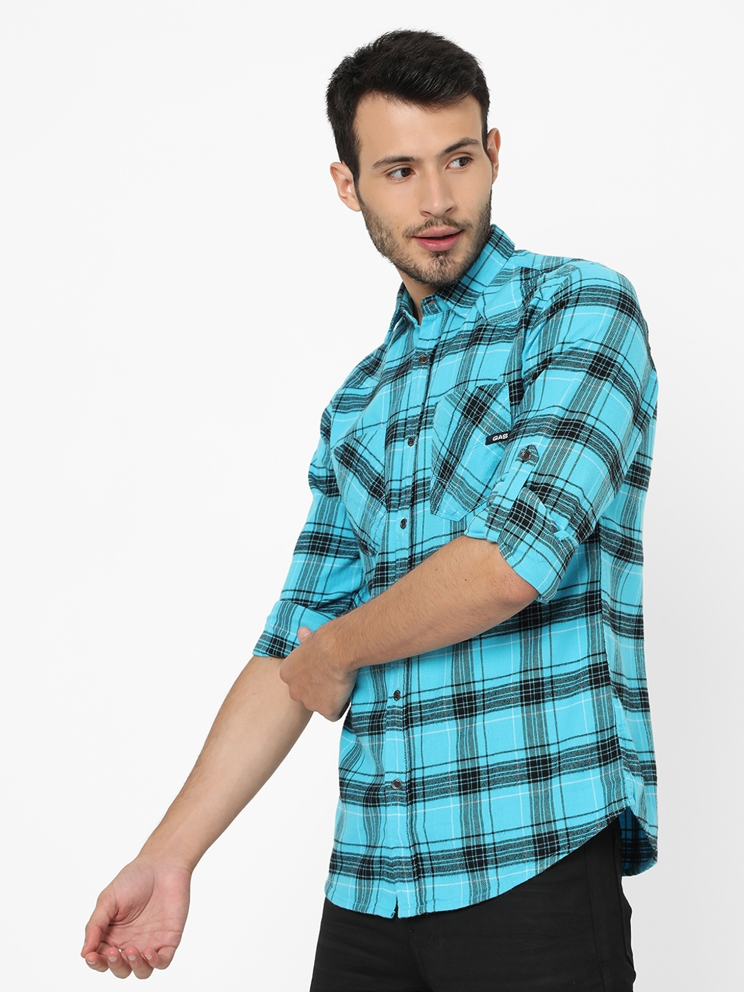 Checked Slim Fit Shirt with Patch Pockets