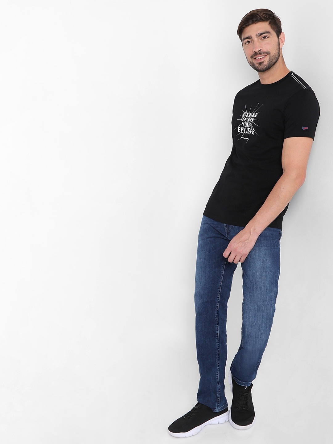 Typographic Print Slim Fit Crew-Neck T-shirt