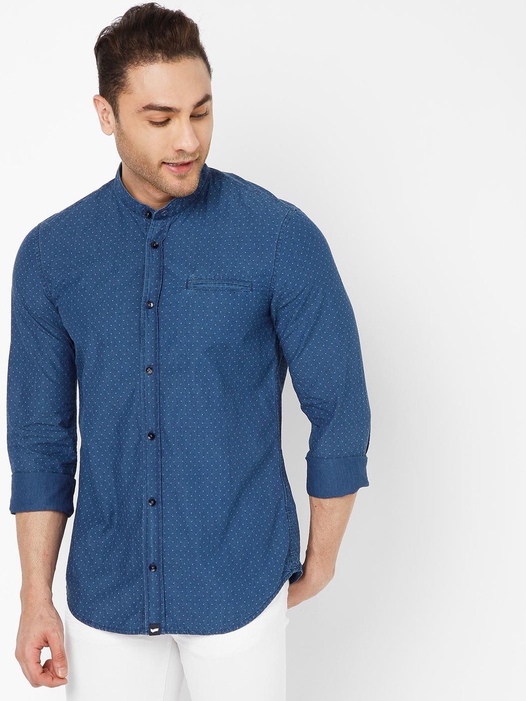 Buy GRAND STITCH Men Blue Solid Denim Single Casual Shirts (XXL) Online at  Best Prices in India - JioMart.