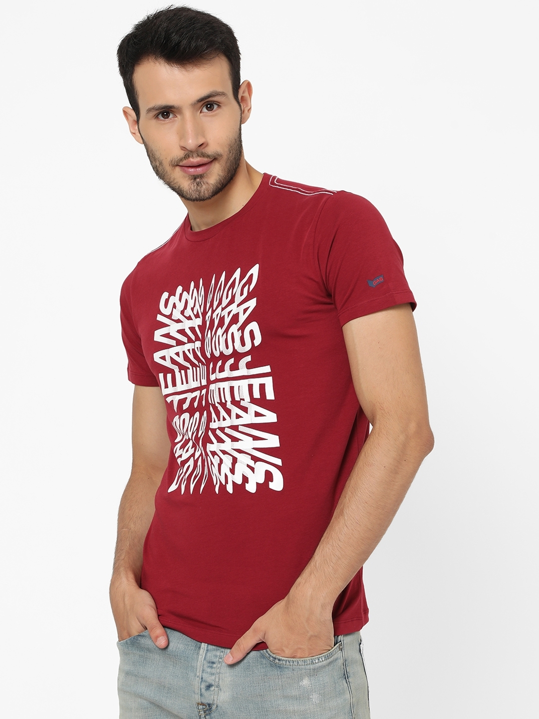 Brand Print Crew-Neck Slim T-shirt