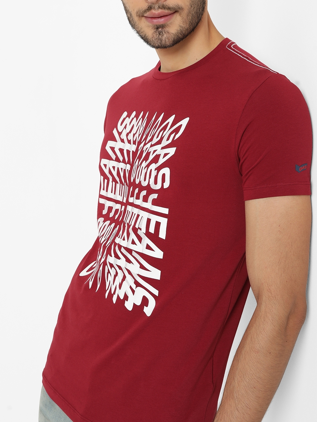 Brand Print Crew-Neck Slim T-shirt