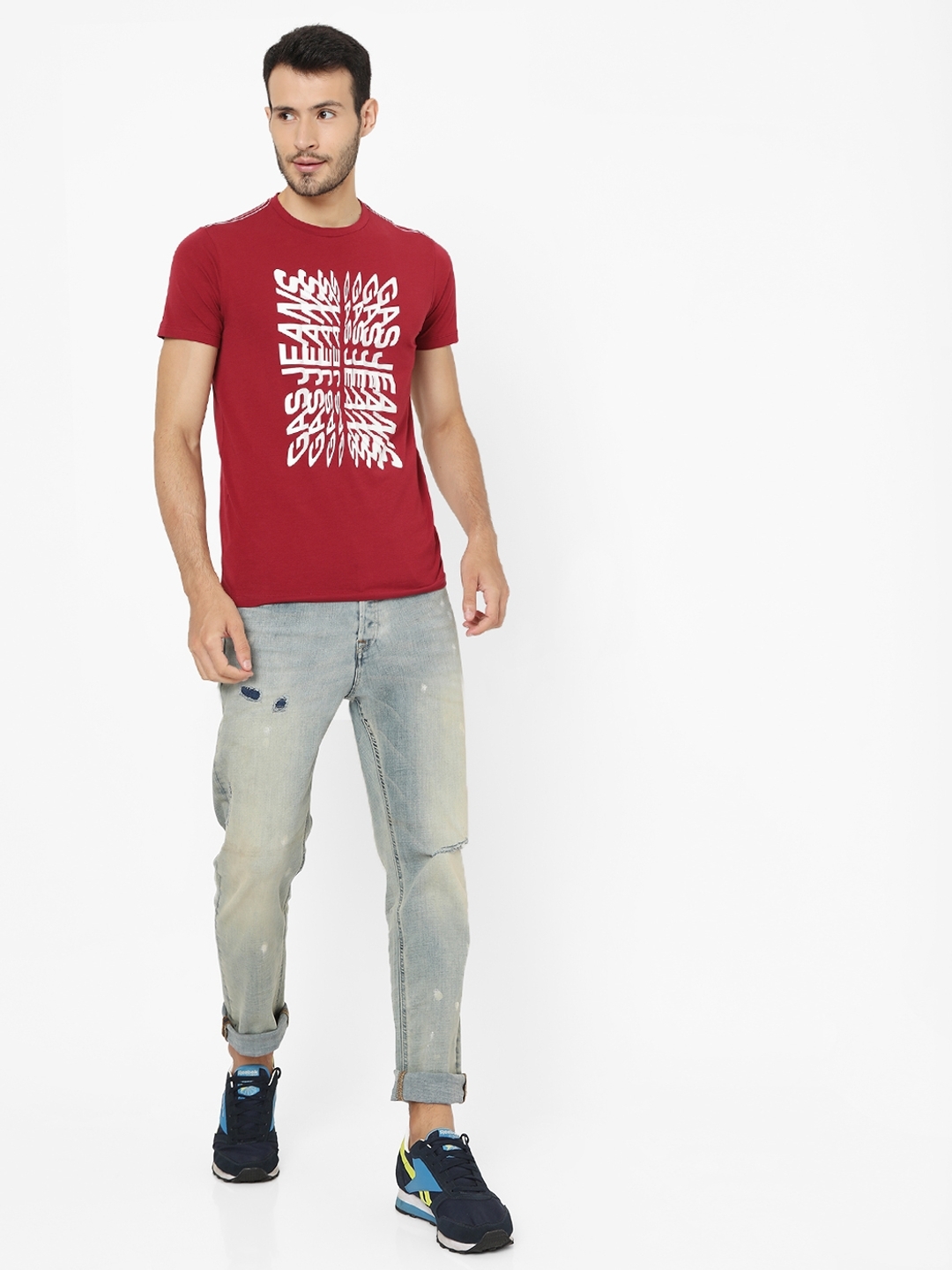 Brand Print Crew-Neck Slim T-shirt