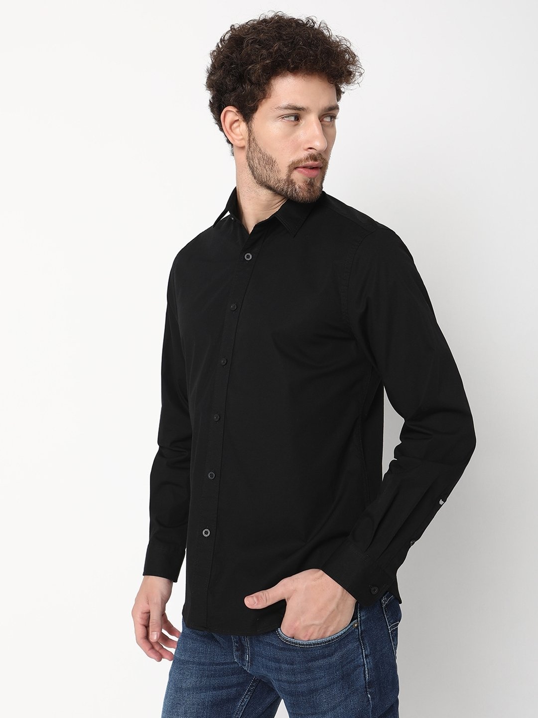 Regular Fit Full Sleeve Solid Cotton Lycra Shirts