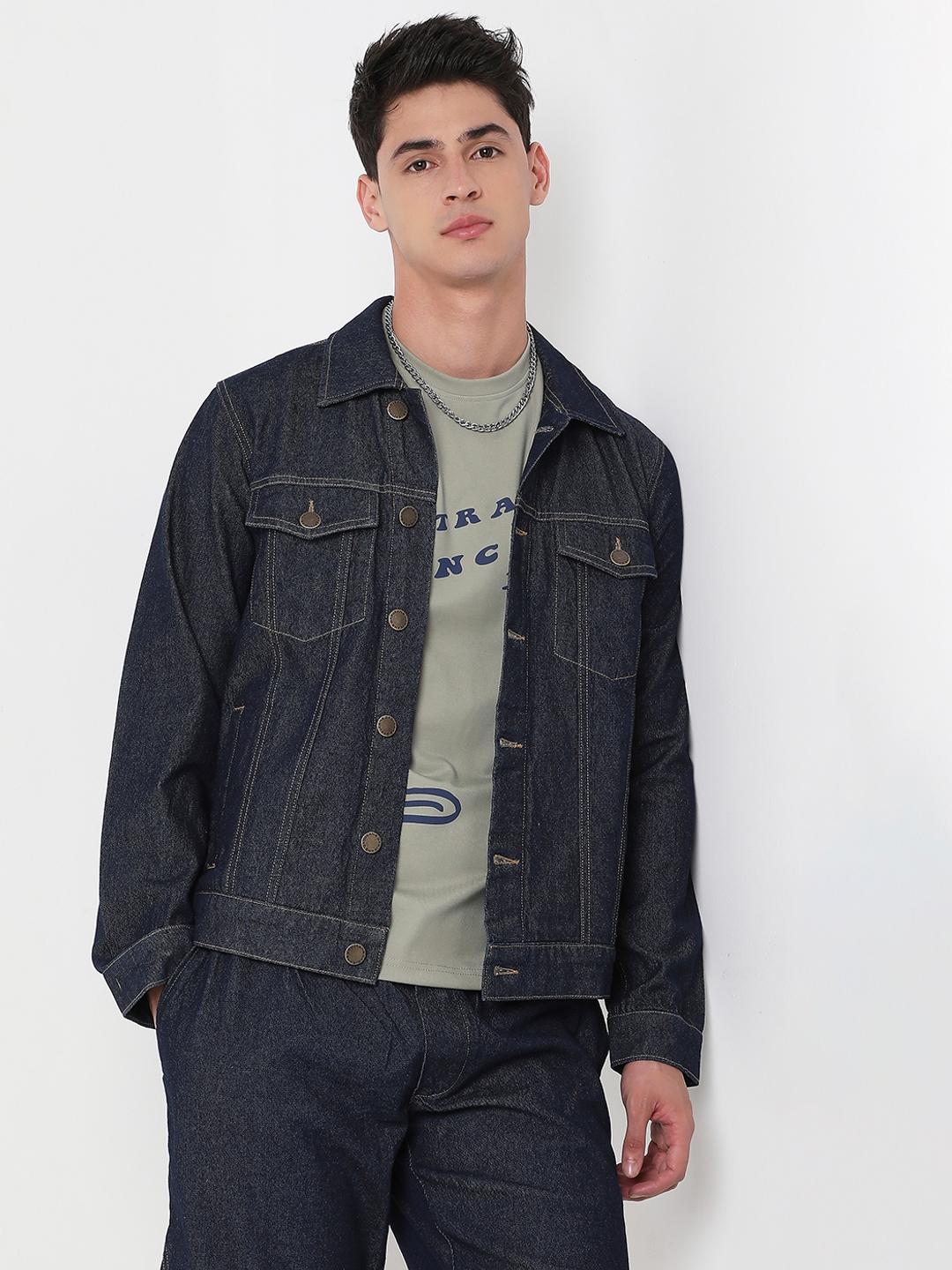 Donald Duck Dark Blue Full Sleeve Solid Denim Jacket