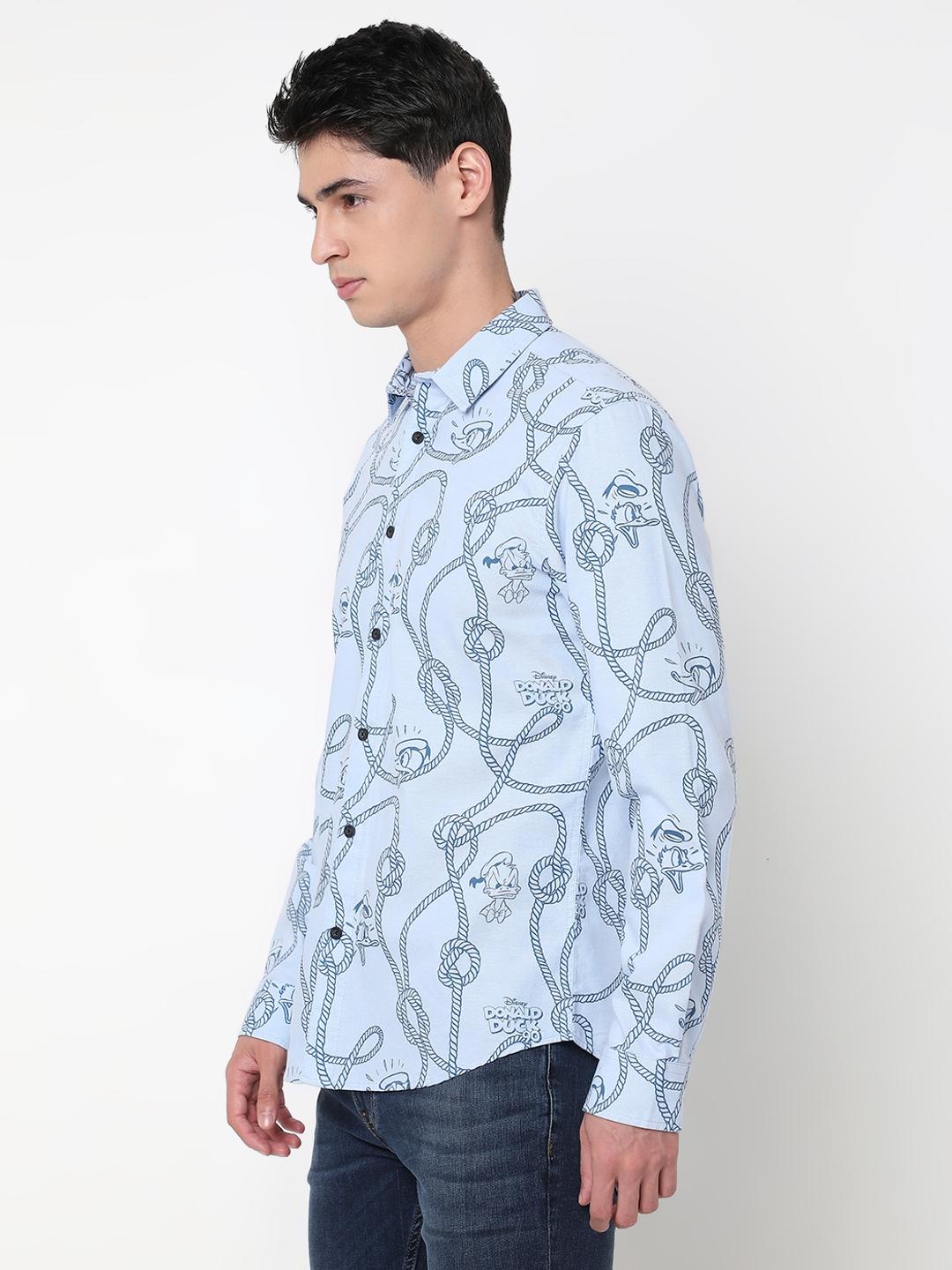 Donald Duck All Over Printed Full Sleeve Shirt with Classic Collar