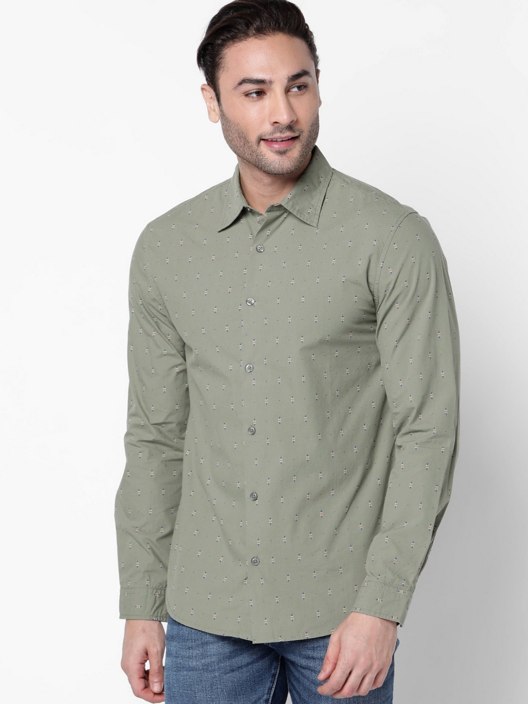 olive green slim fit shirt