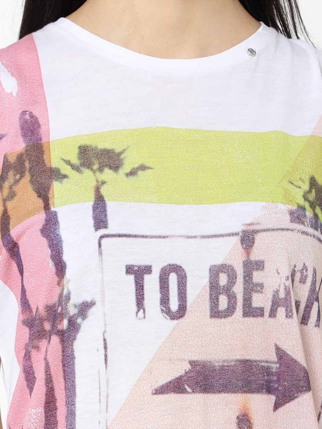 Meral To Beach Print Round-Neck T-shirt