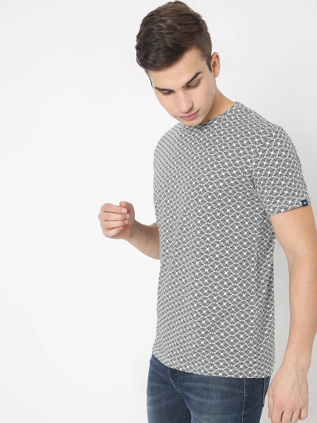 Micro Print Slim Fit Crew-Neck T-shirt