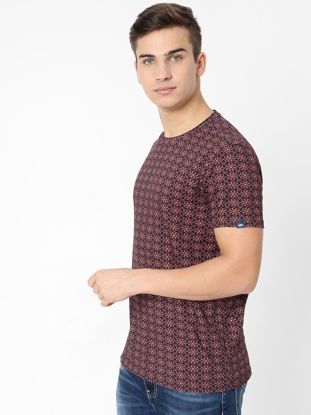 Floral Print Slim Fit Crew-Neck T-shirt