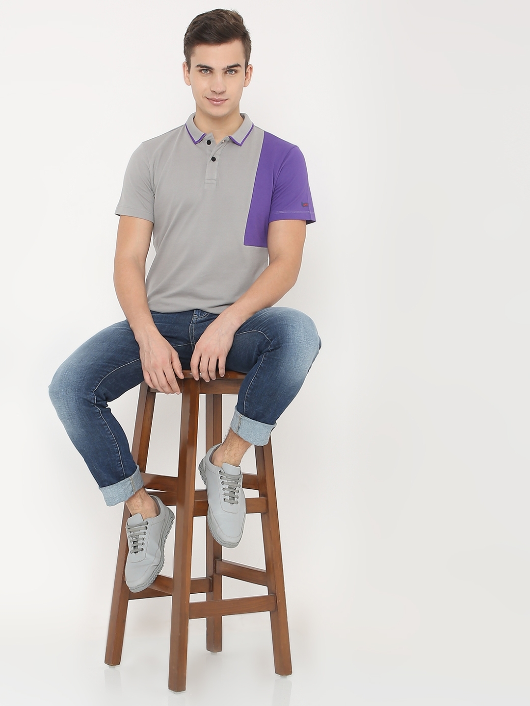Colourblock Slim Fit Polo T-shirt with Tipped Collar