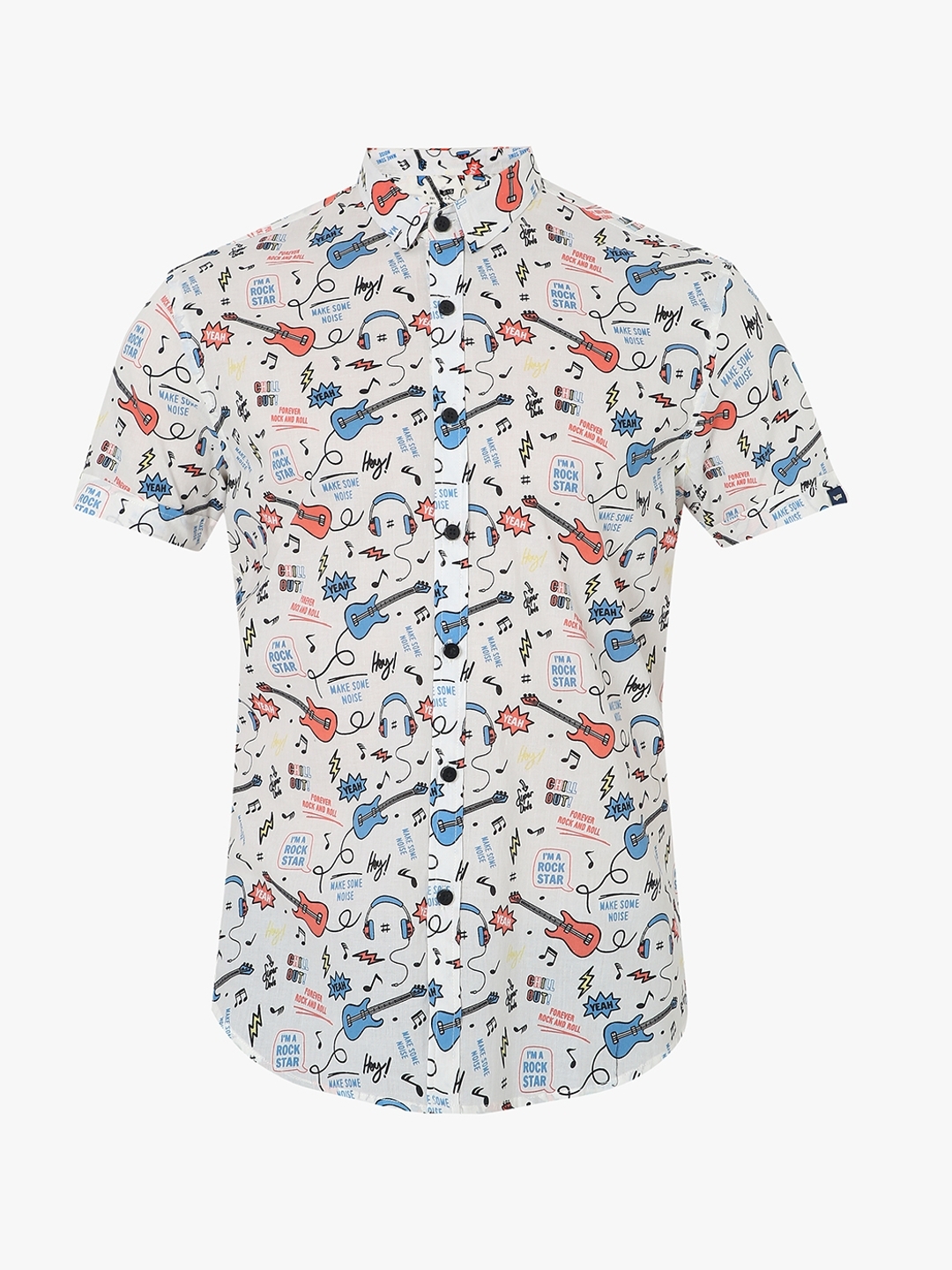 Flix Printed Slim Fit Shirt with Patch Pocket