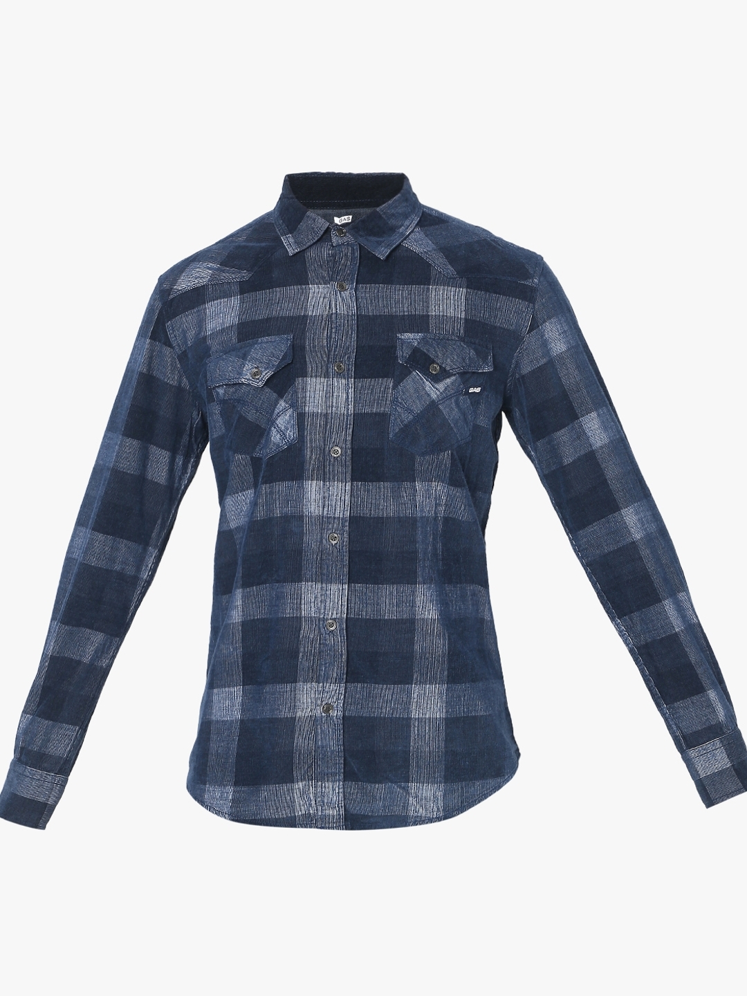 Kant Cord Checked Slim Fit Shirt with Buttoned Flap Pockets