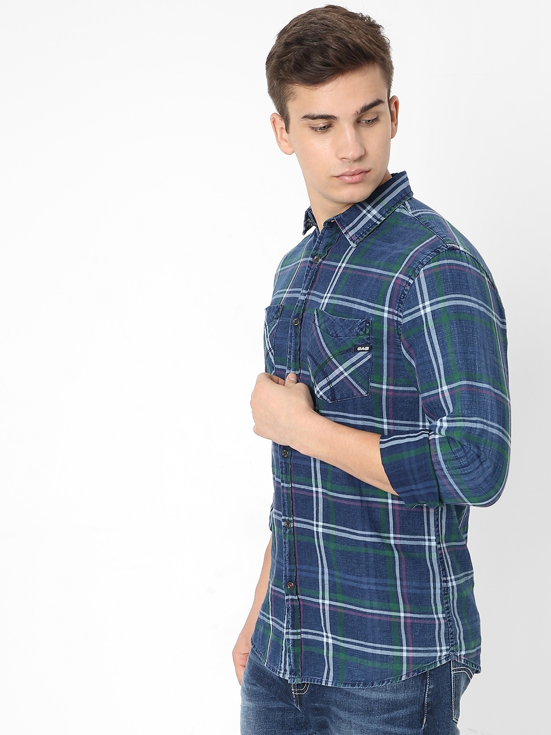 Victor Checked Slim Fit Shirt with Patch Pockets