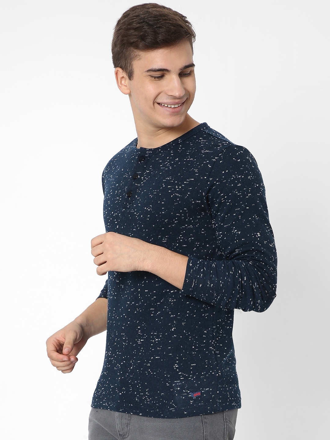 Henley Neps Slim Fit T-shirt