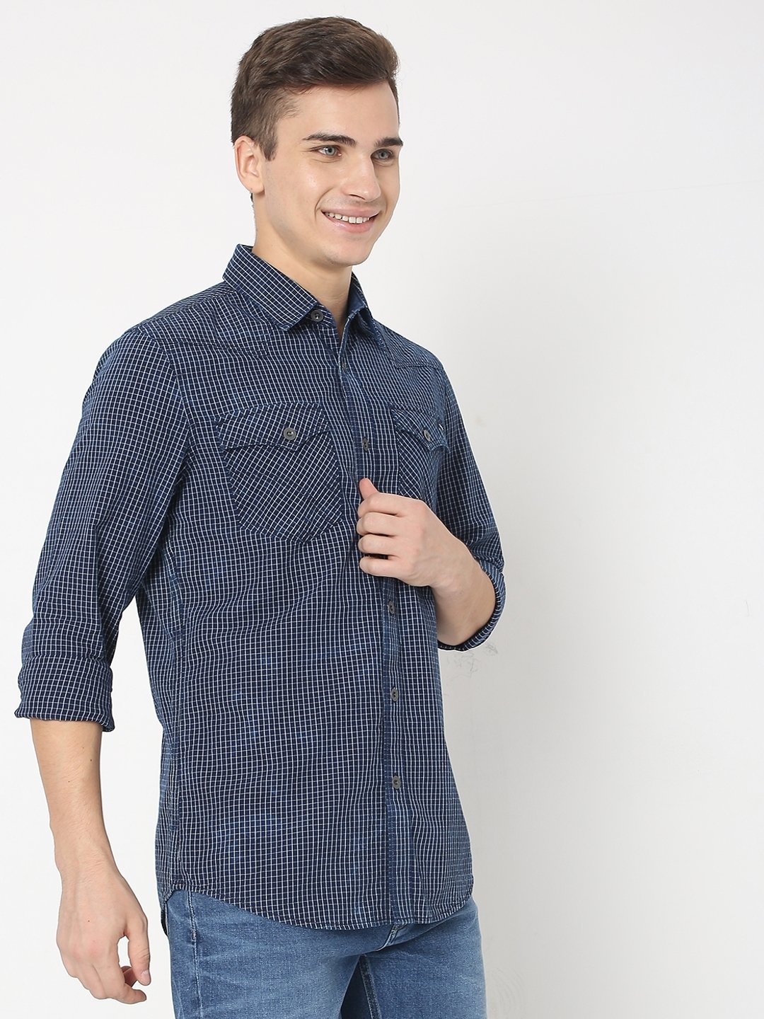 Kant Micro Checked Slim Fit Shirt