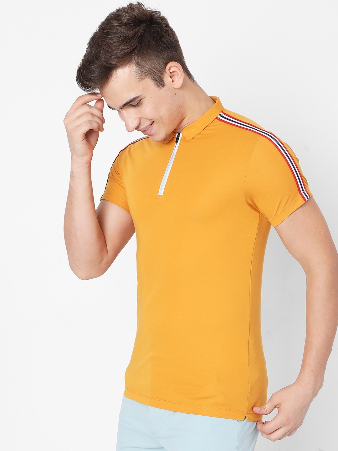 Slim Fit Polo T-shirt with Contrast Taping