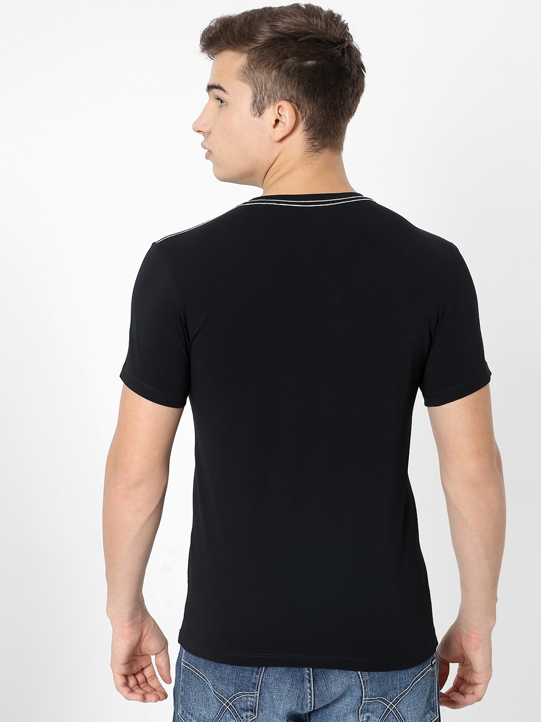 Brand Print Crew-Neck Slim T-shirt