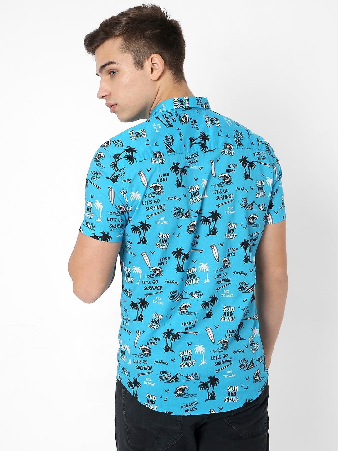 Flix Printed Slim Fit Shirt with Patch Pocket