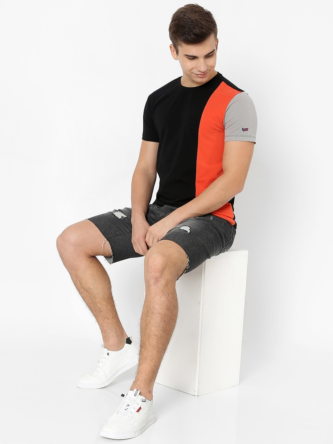 Colourblock Slim Fit Crew-Neck T-shirt