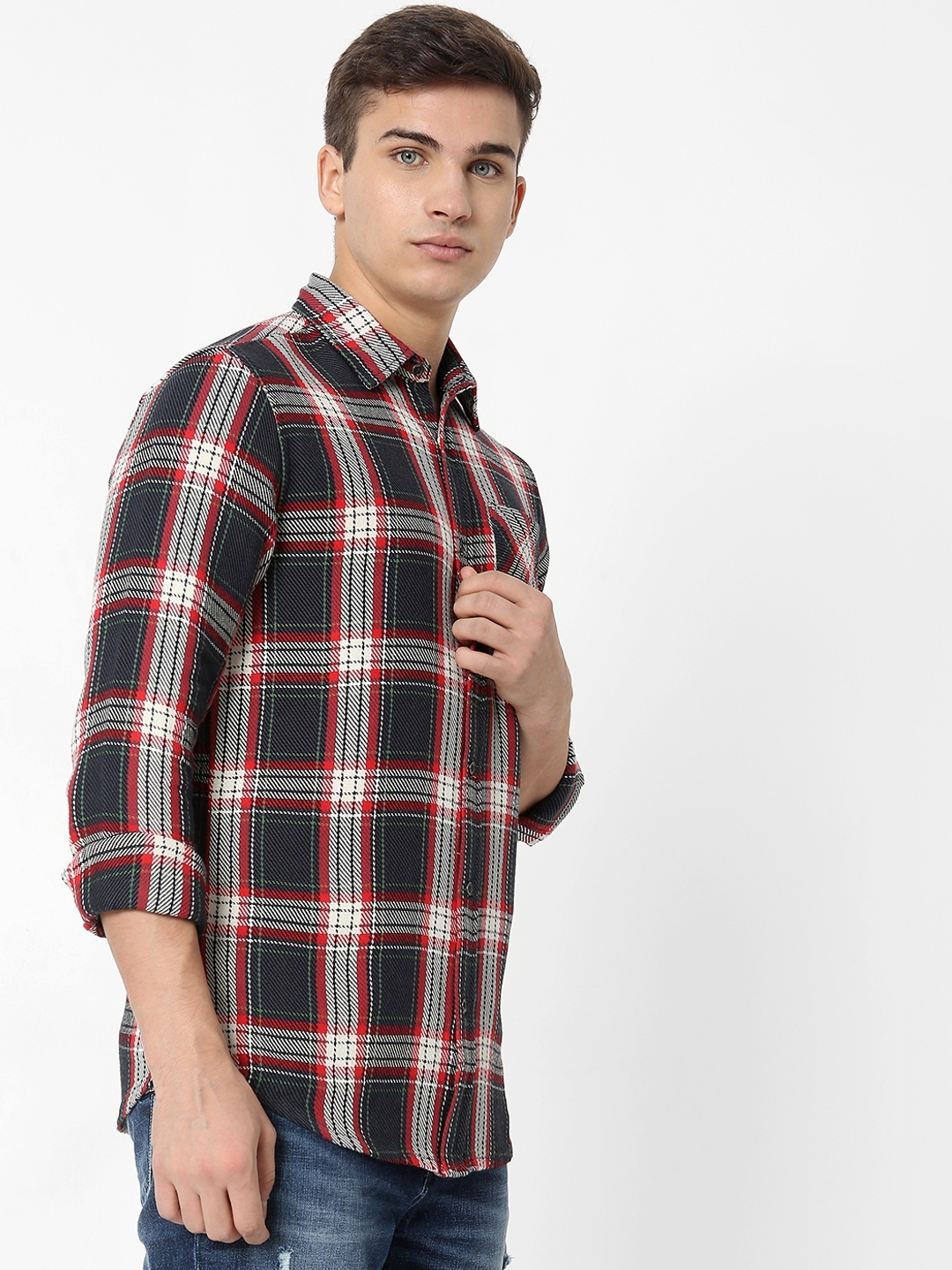 Sir Det Checked Slim Fit Shirt with Patch Pocket