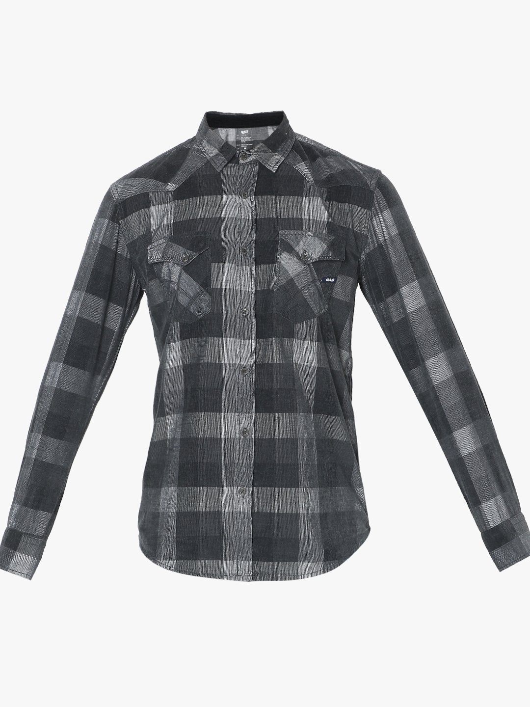 Kant Cord Checked Slim Fit Shirt with Buttoned Flap Pockets