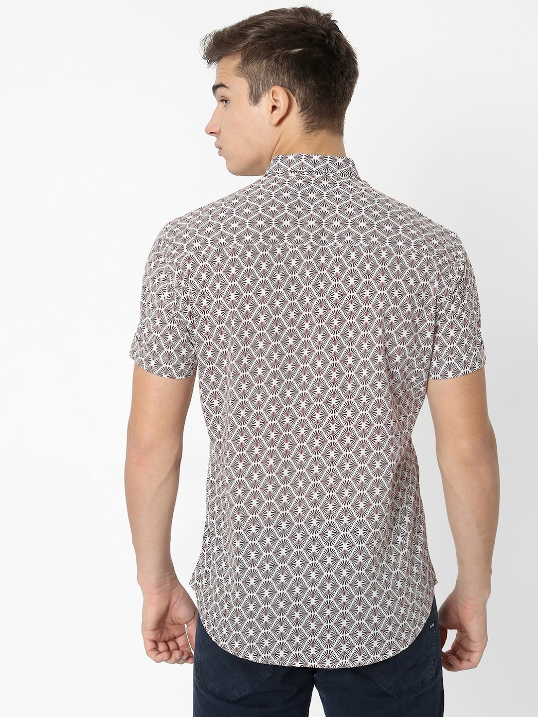 Camp Collar Printed Slim Fit Shirt with Patch Pocket