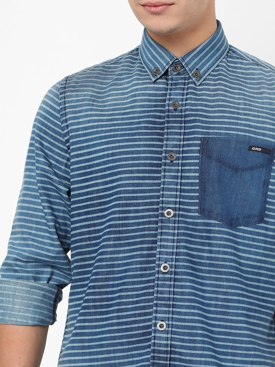 Flix Striped Slim Fit Shirt with Button-Down Collar