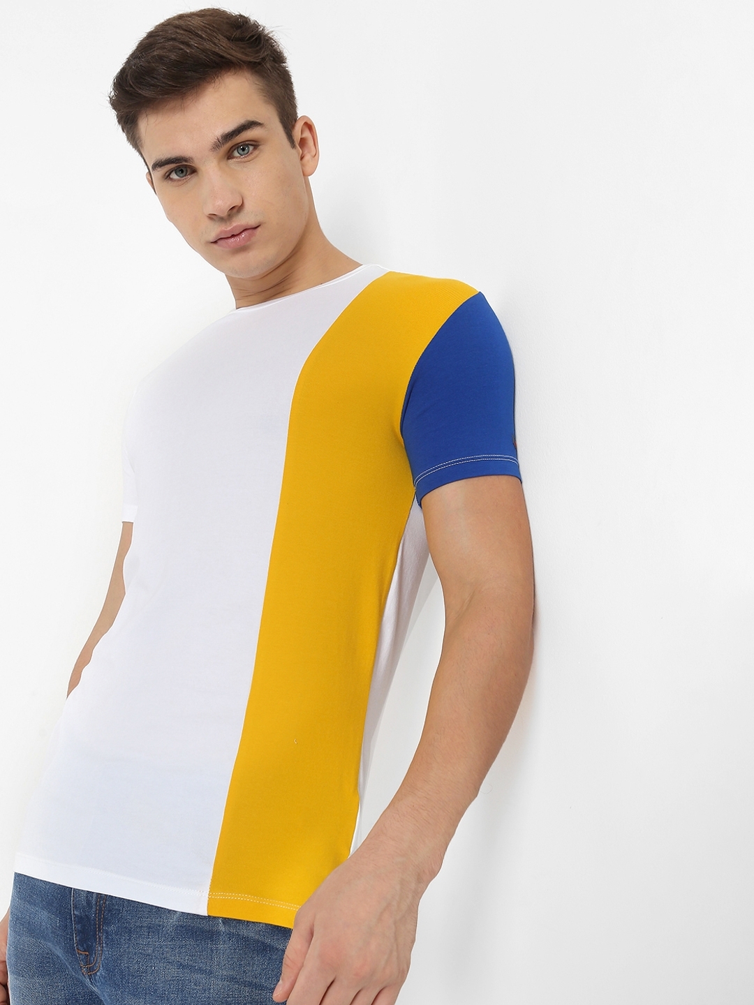 Colourblock Slim Fit Crew-Neck T-shirt