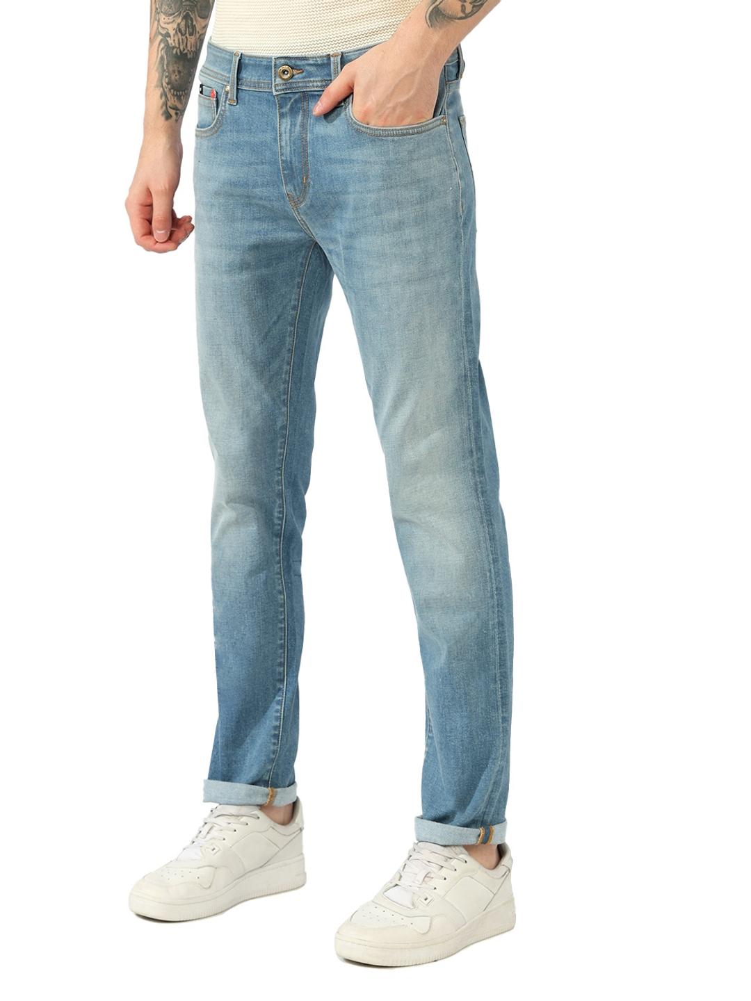 Slim Fit Zippered Fly Mid Rise Denim