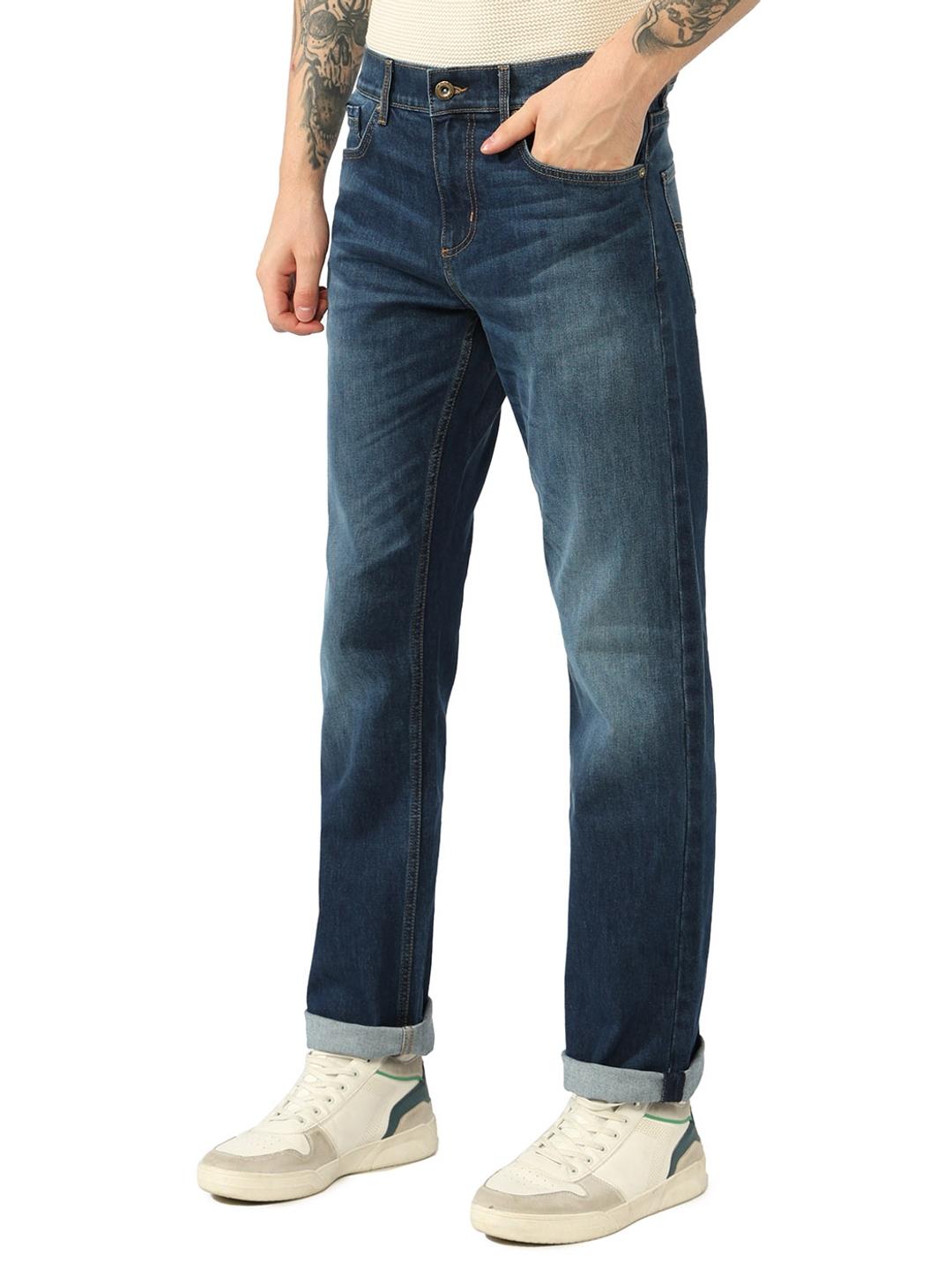 Flared Fit Zippered Fly Mid Rise Denim