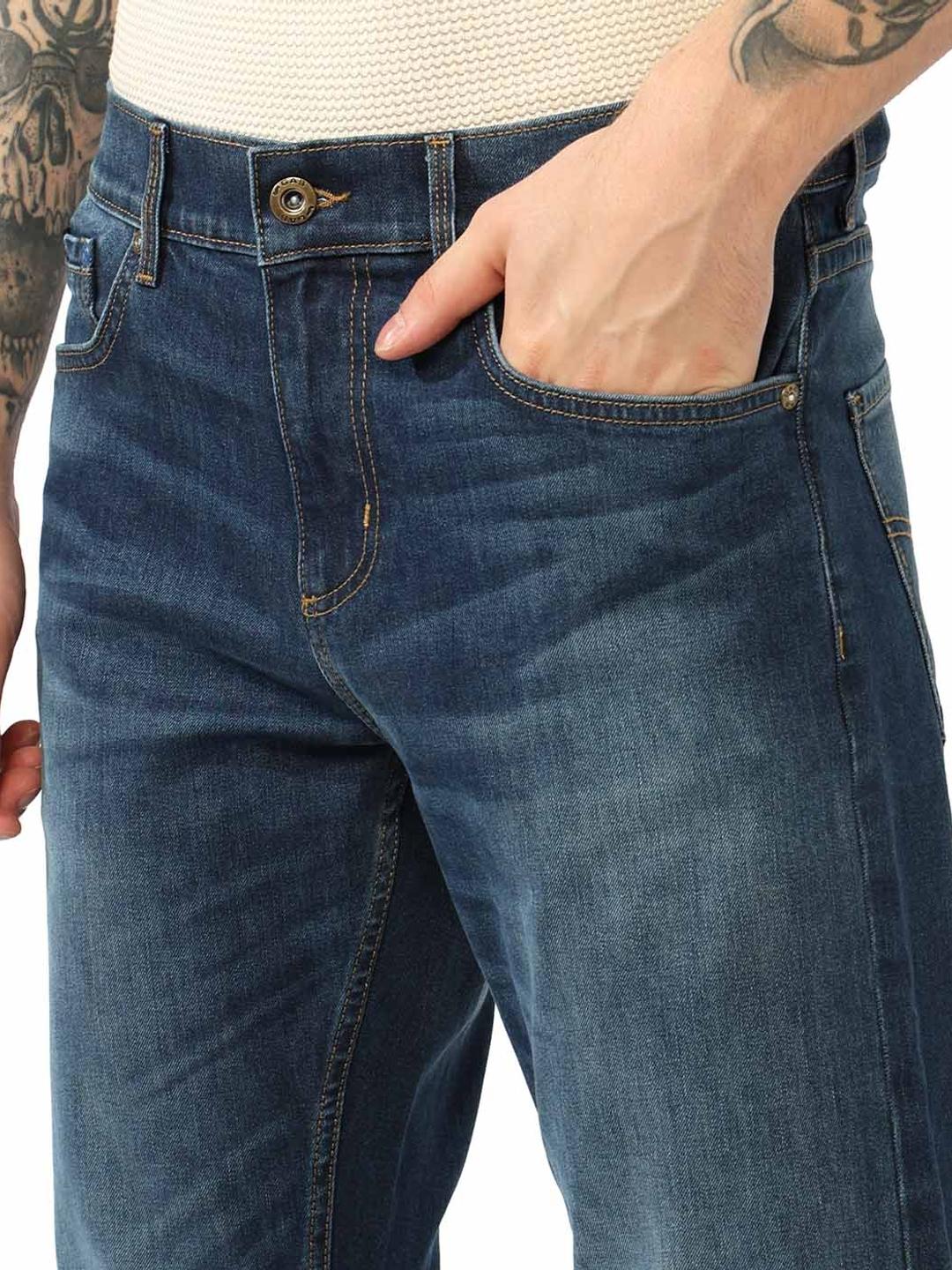 Flared Fit Zippered Fly Mid Rise Denim