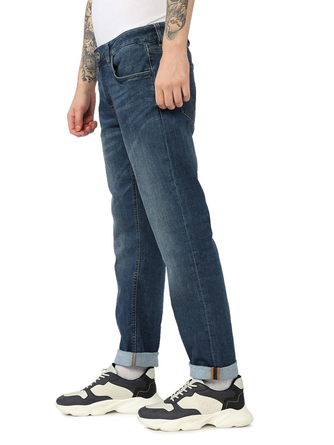 Solid Straight Fit Mid Rise Denim