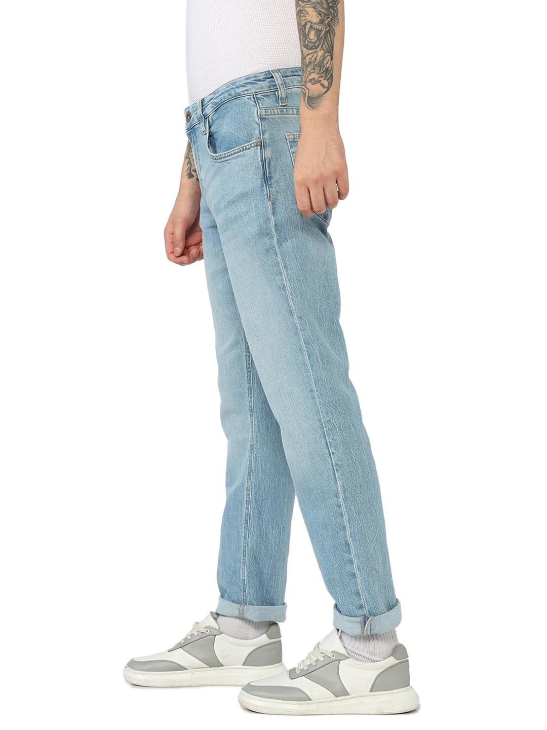 Solid Straight Fit Mid Rise Denim