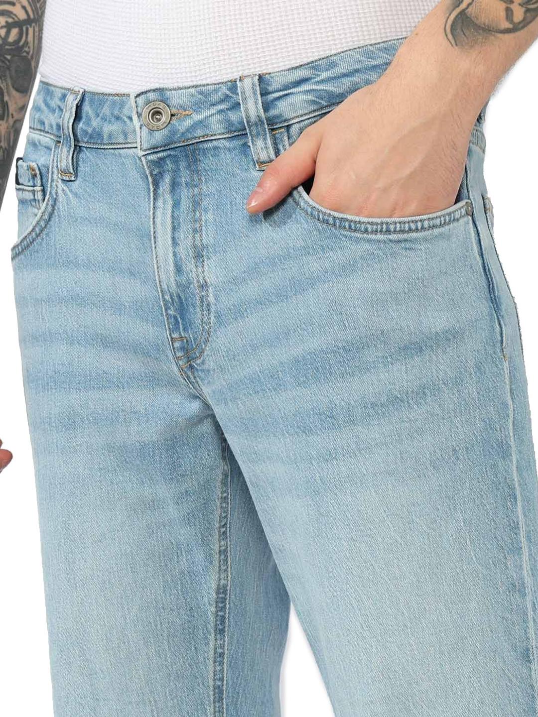 Solid Straight Fit Mid Rise Denim