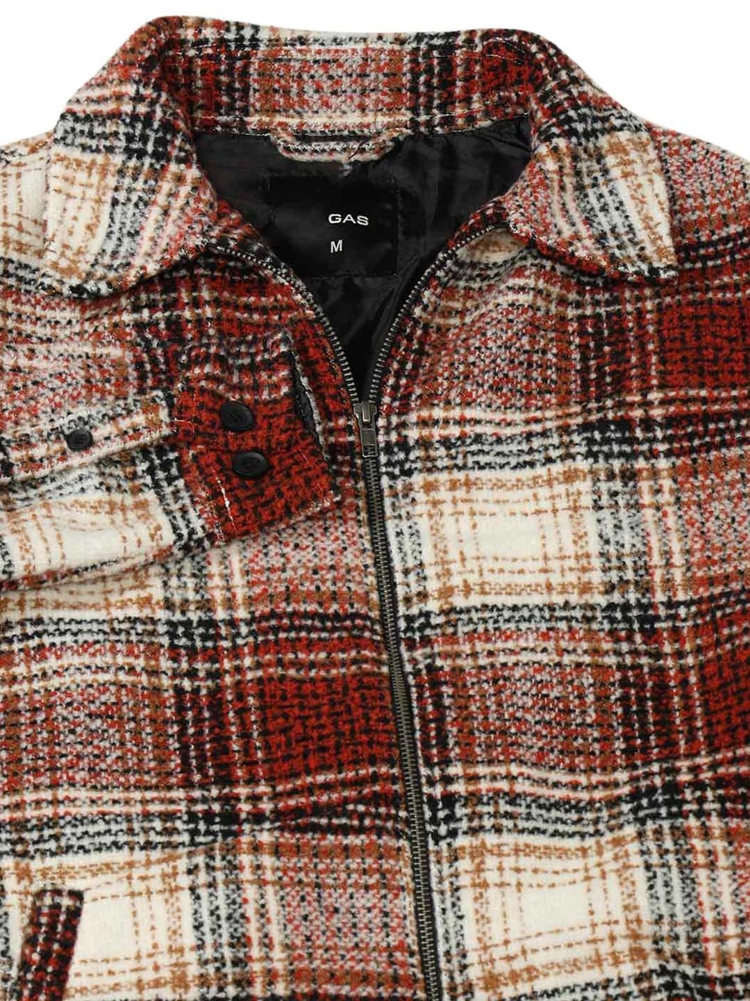 Checked Jacket with Classic Collar and Button Down Placket