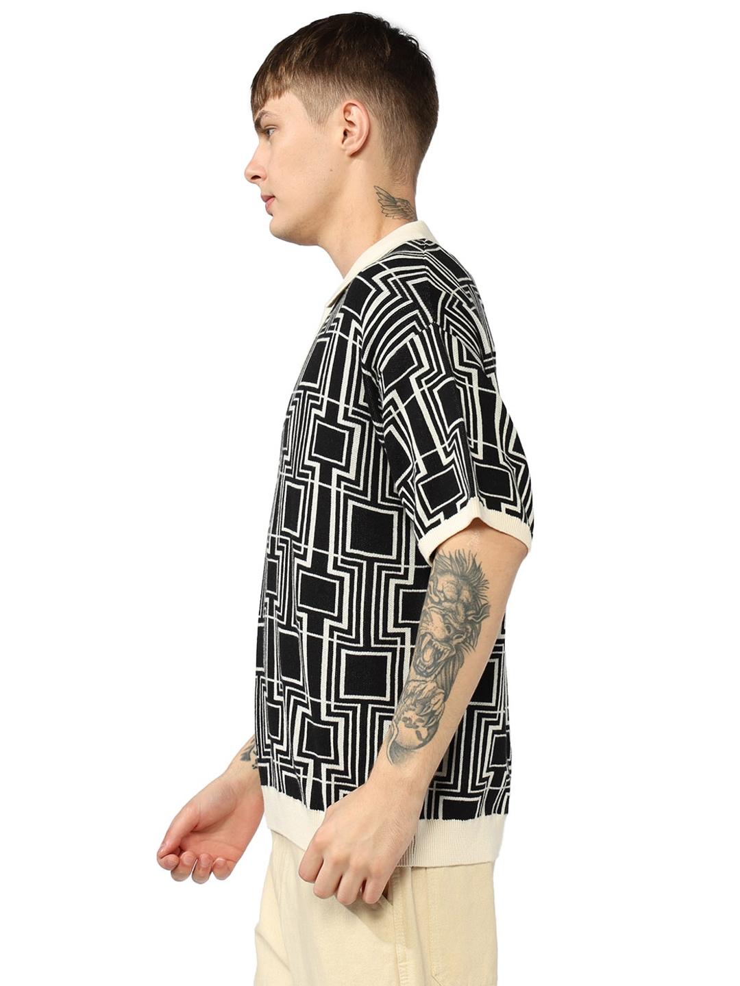 Metallic AOP Boxy Fit Polo Tshirt