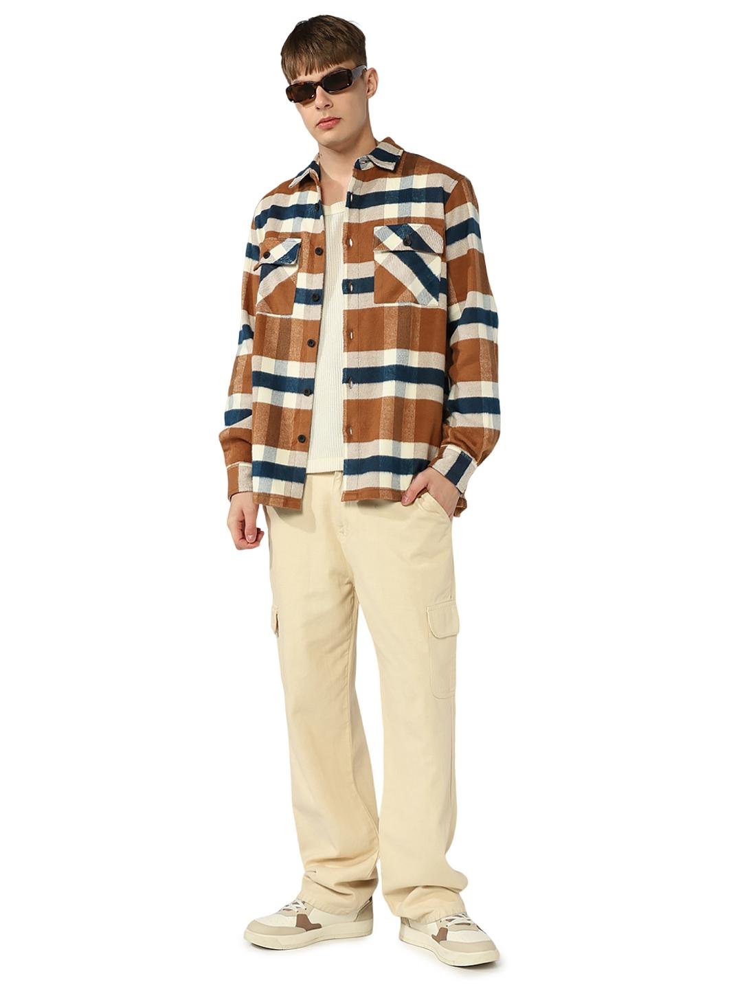 Shacket Fit Checked Shirt with Double Pockets