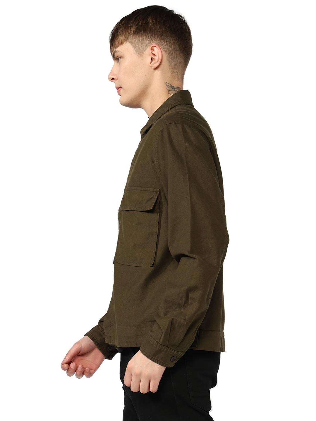 Twill Structure Shacket with Double Pockets