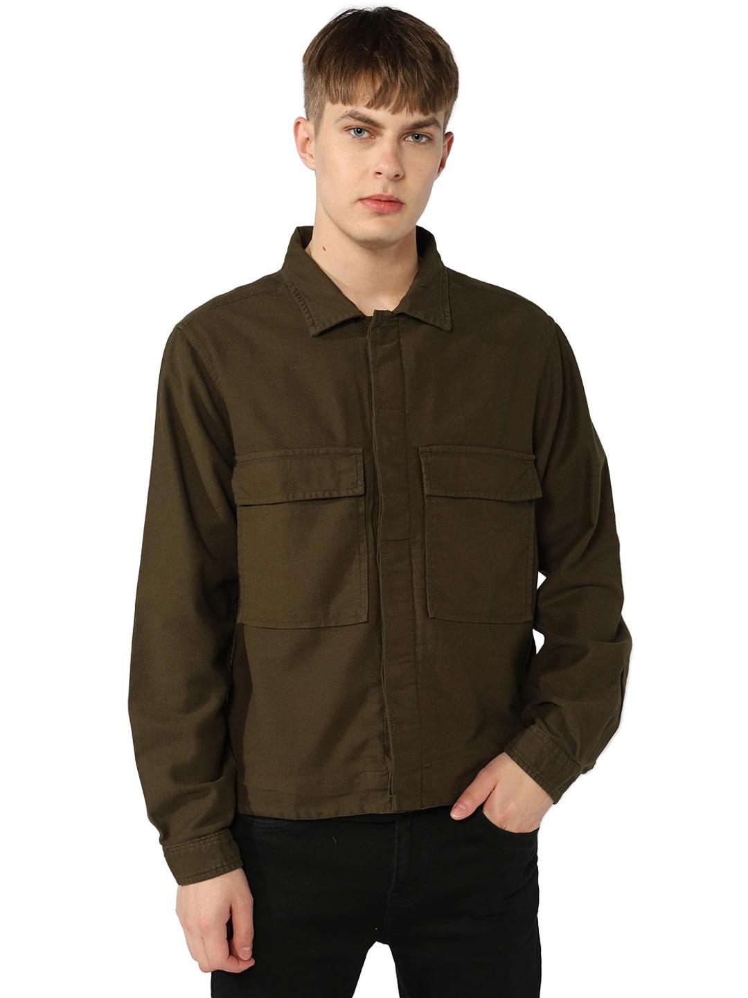 Twill Structure Shacket with Double Pockets