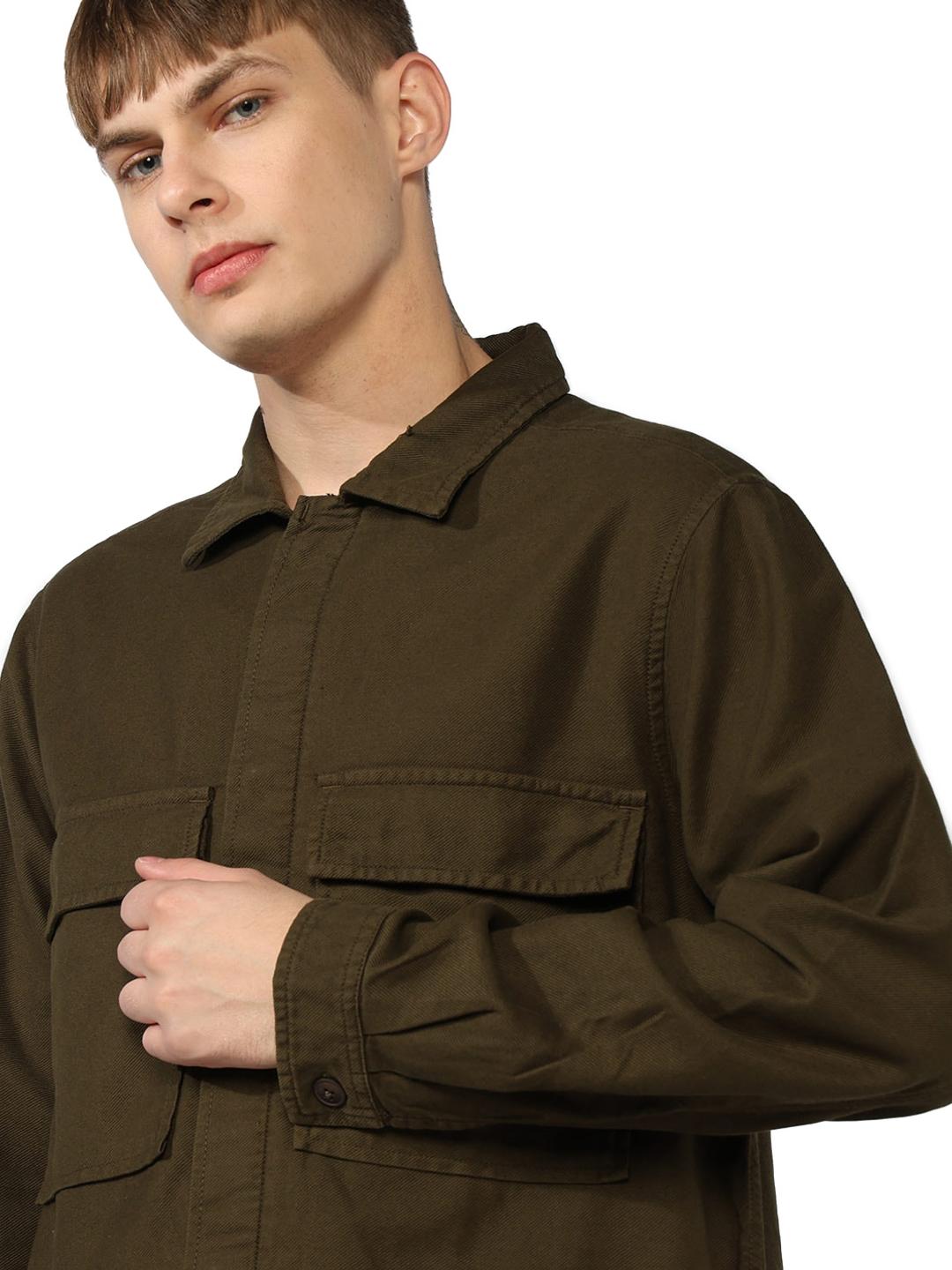 Twill Structure Shacket with Double Pockets