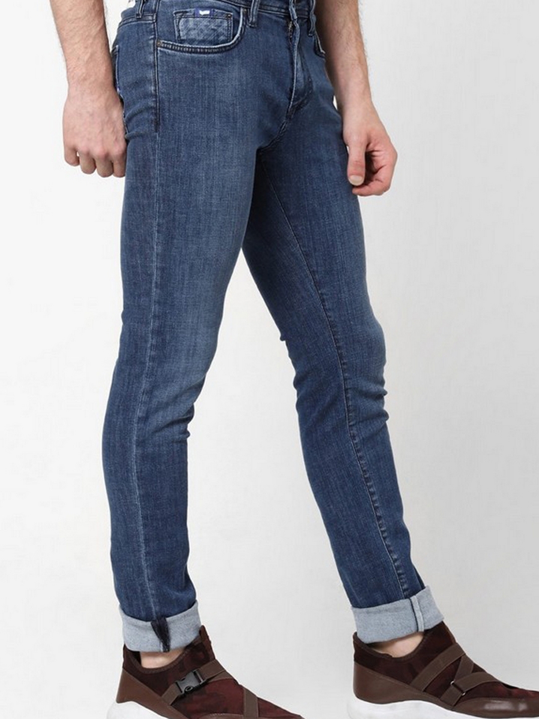 Men's Sax Zip Skinny Fit Mid blue Jeans