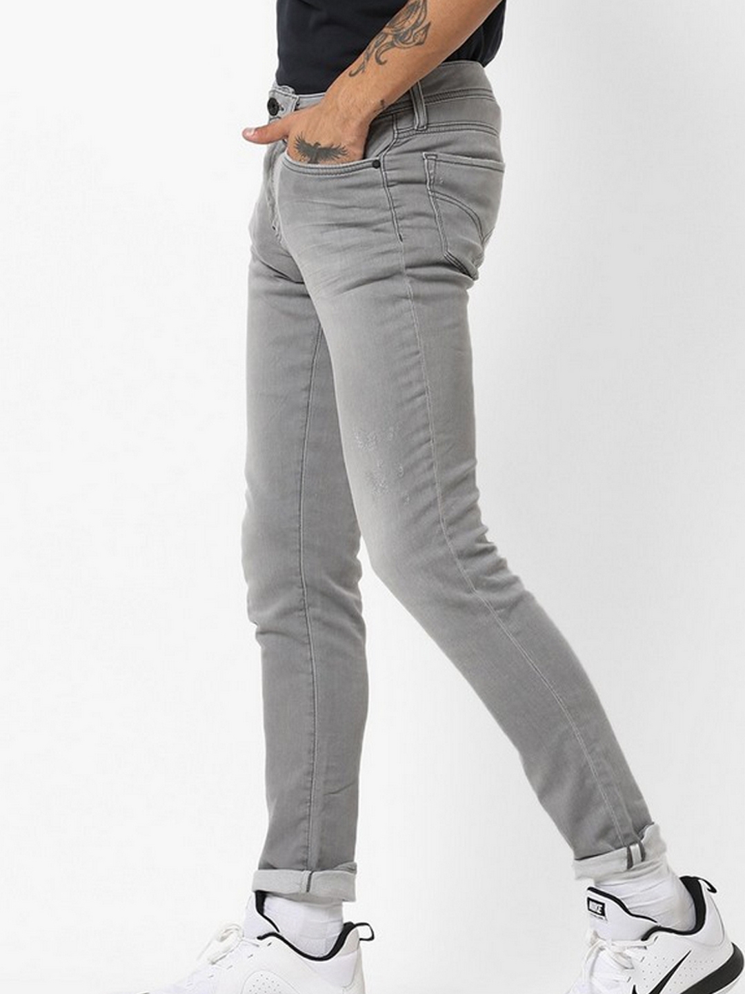 Men's Sax Zip Skinny Fit Grey Jeans