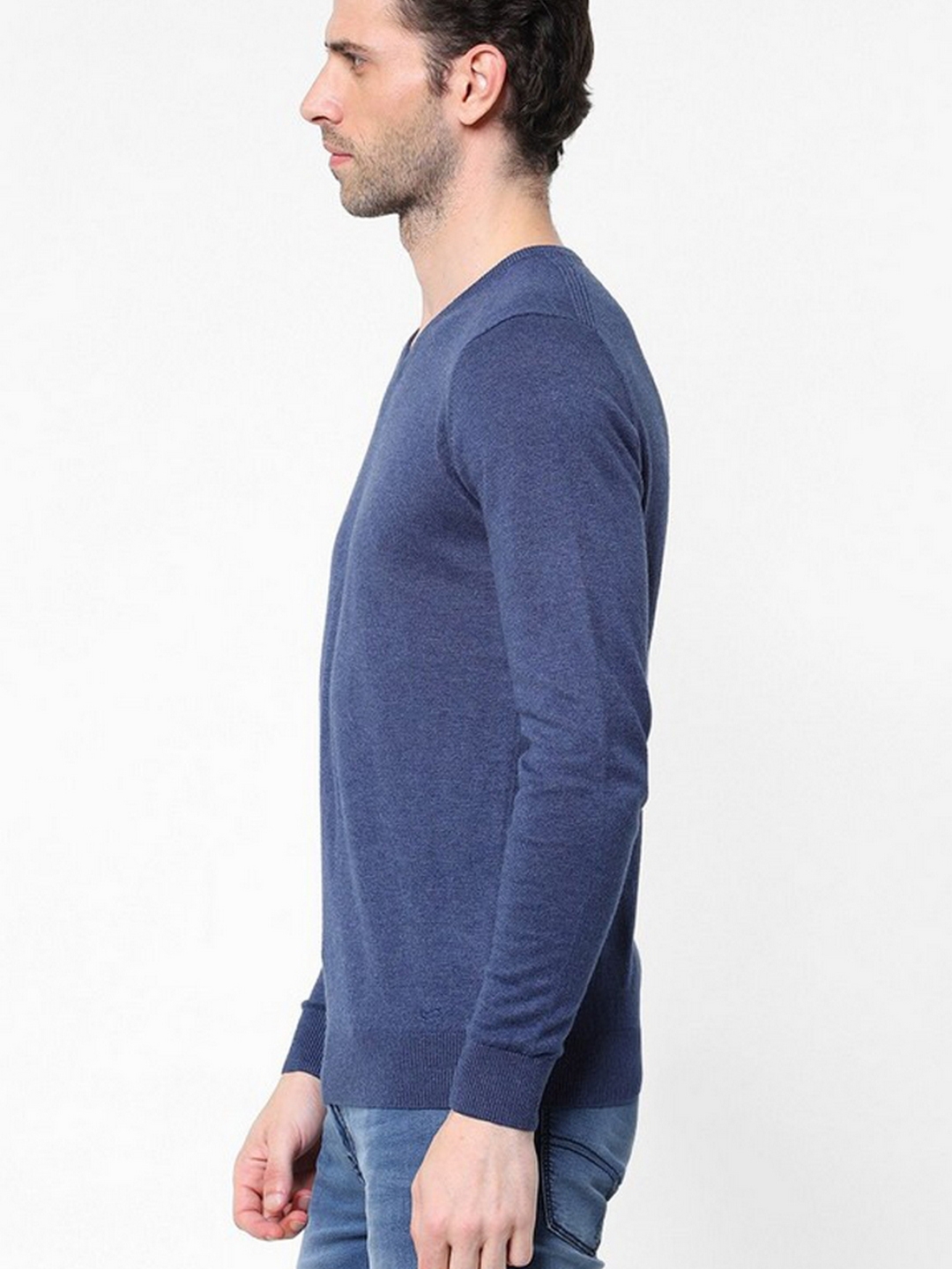 V-Neck Pullover with Ribbed Hems