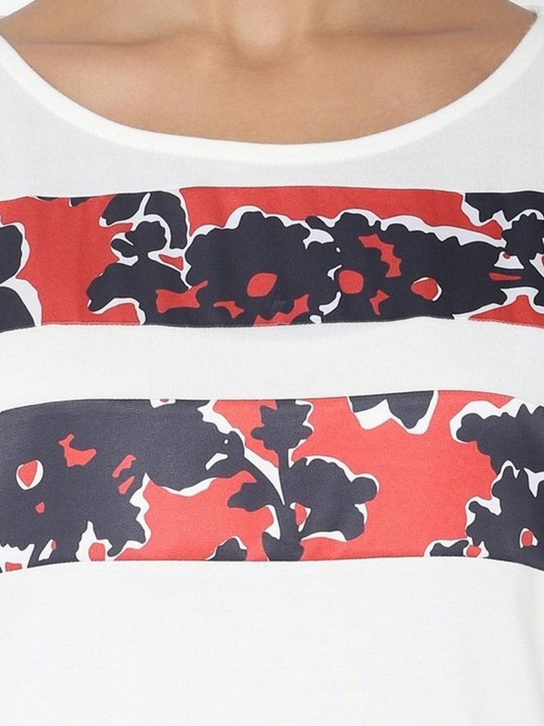 Yaela Marine Flower T-shirt with Printed Panels