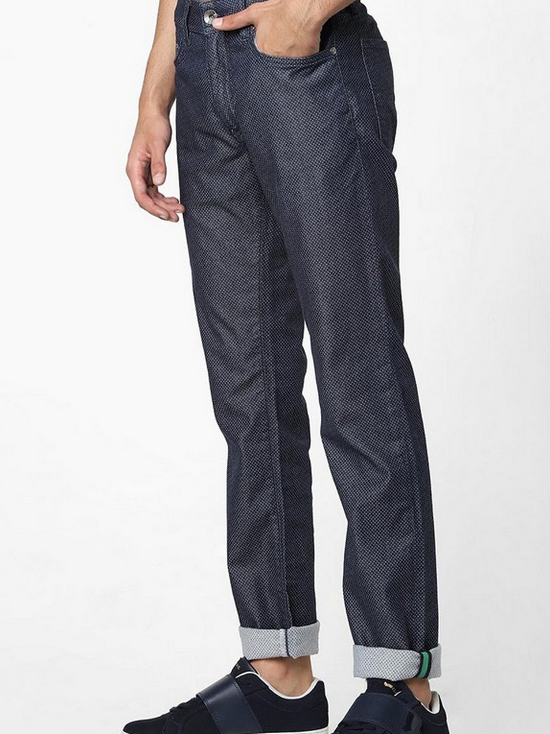 Men's Albert Simple Slim Fit Textured Blue Jeans
