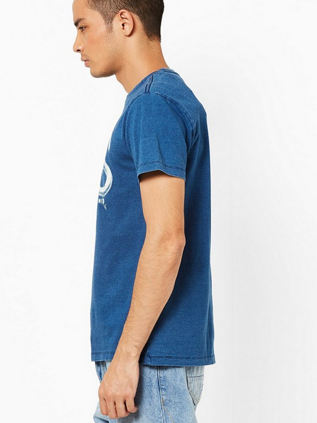 Men's Scuba printed crew neck blue t-shirt