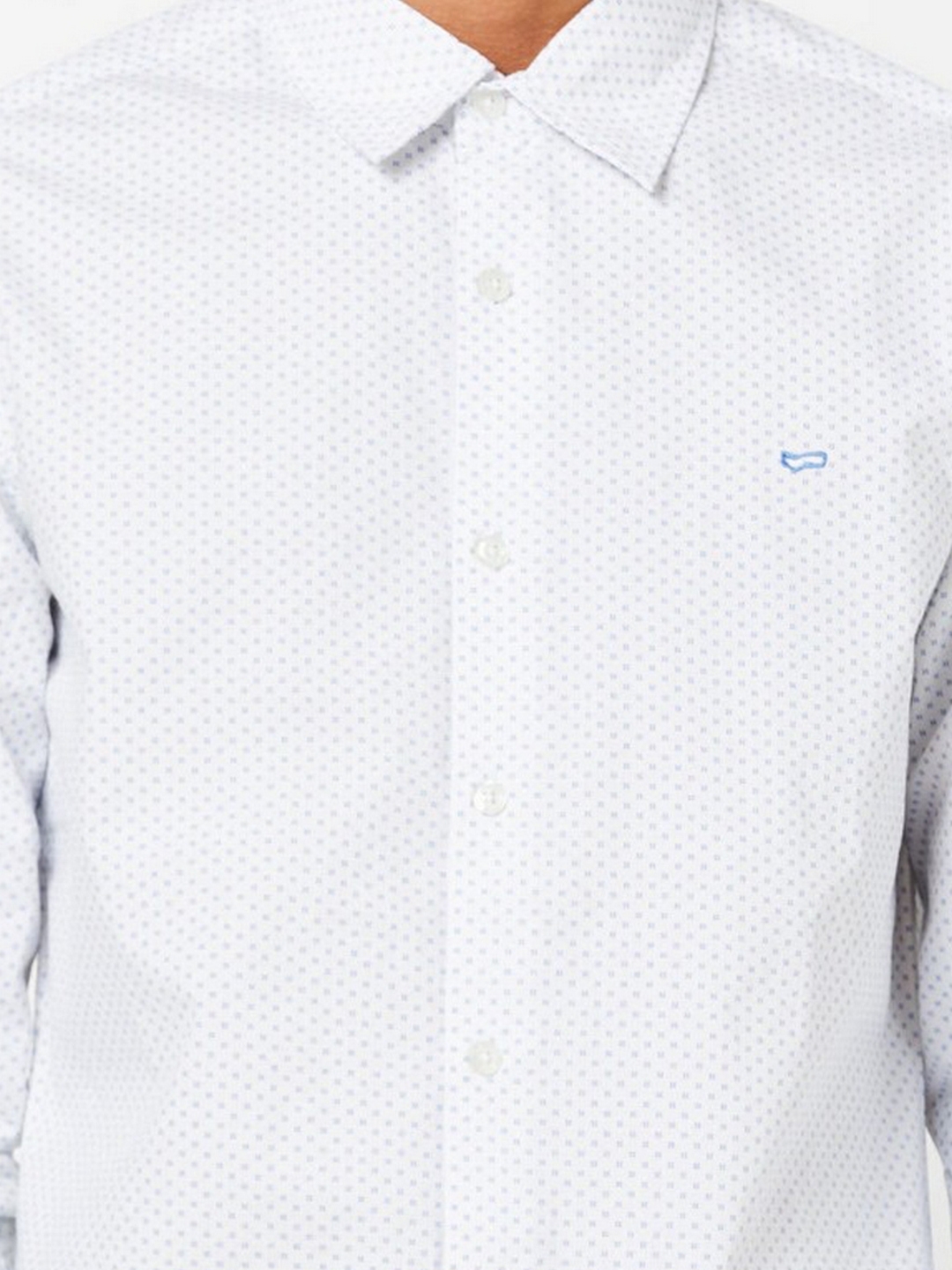 Micro Print Slim Fit Shirt with Spread Collar